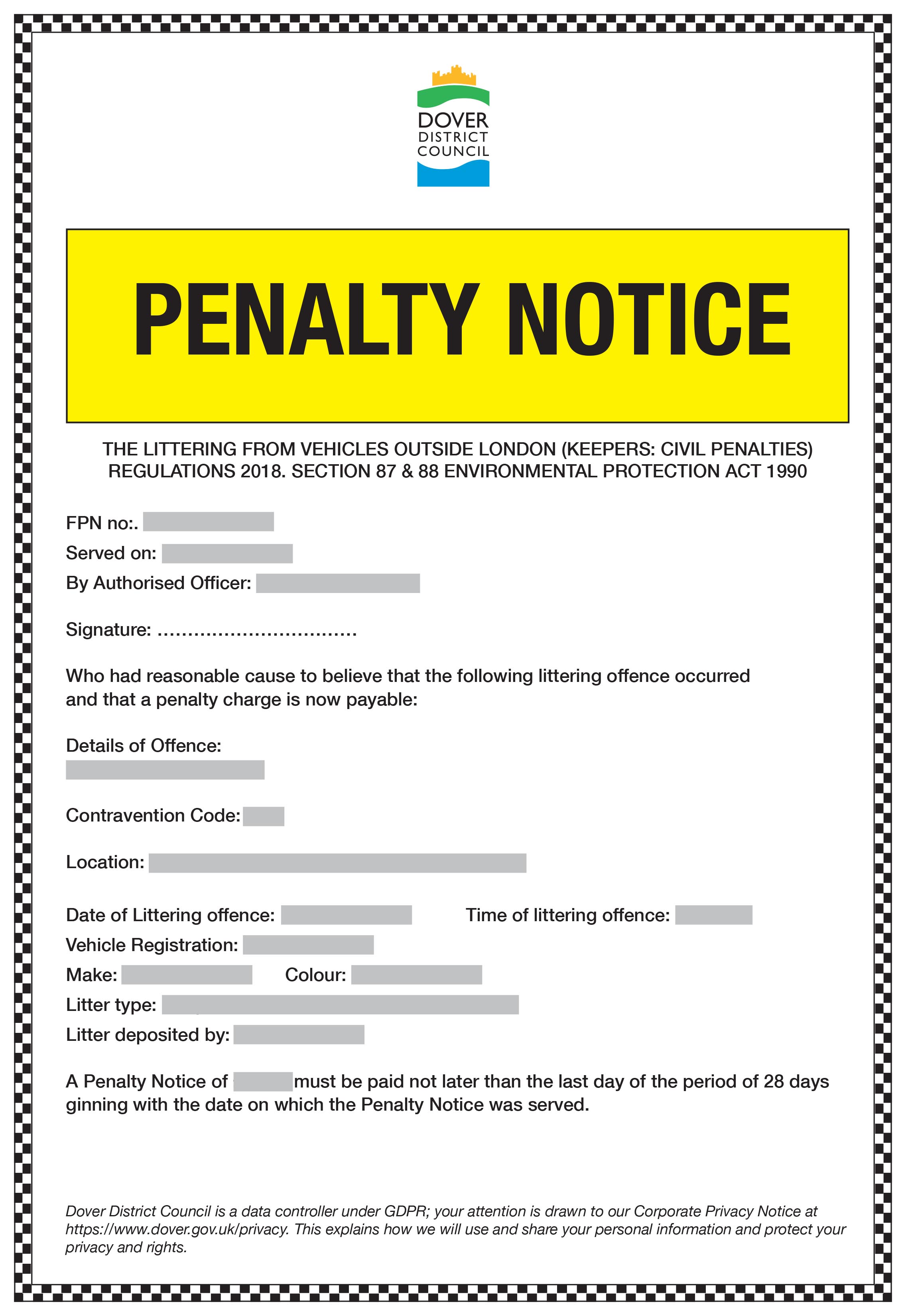 Penalty Notice Template